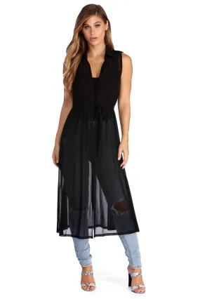 In The Sheer Mesh Vest Duster