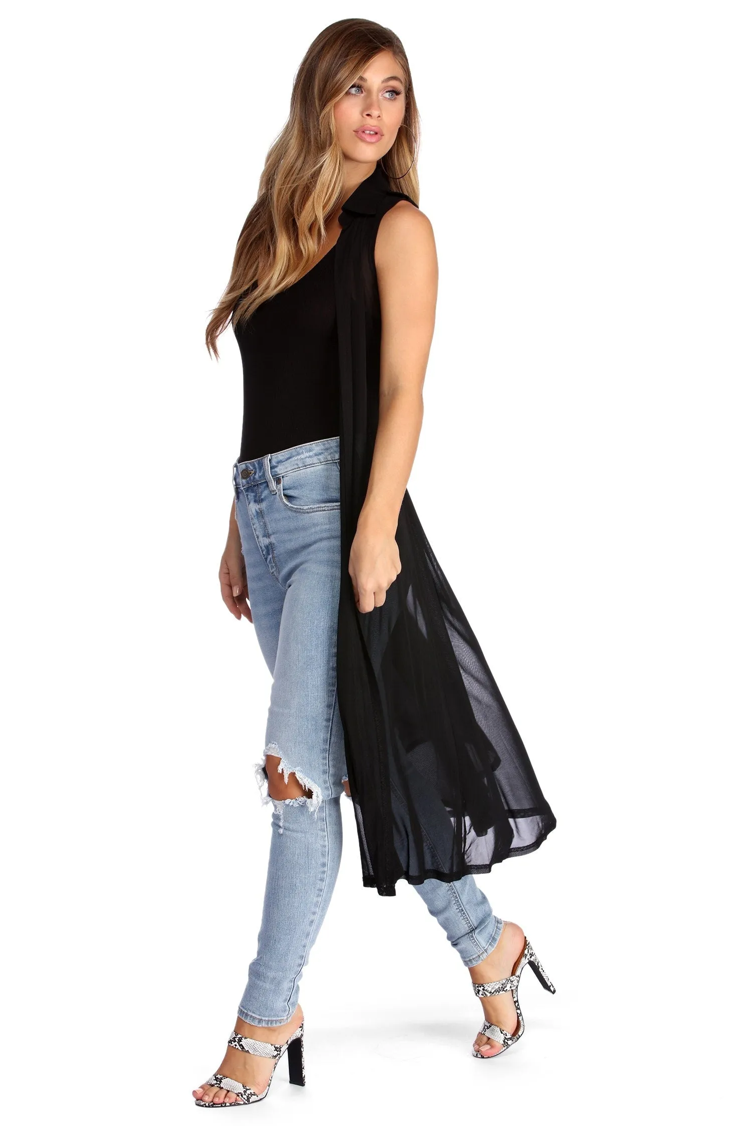 In The Sheer Mesh Vest Duster