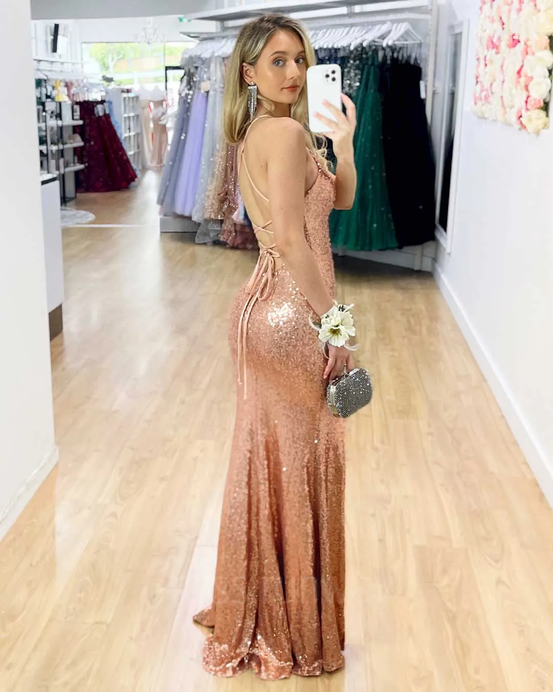 India Sequin Gown - Rose Gold [HIRE]