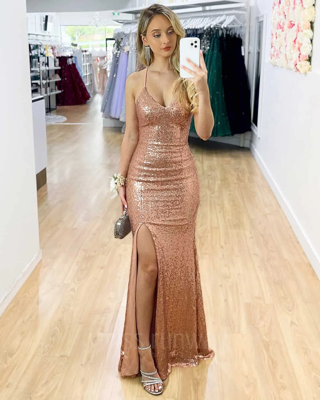 India Sequin Gown - Rose Gold [HIRE]