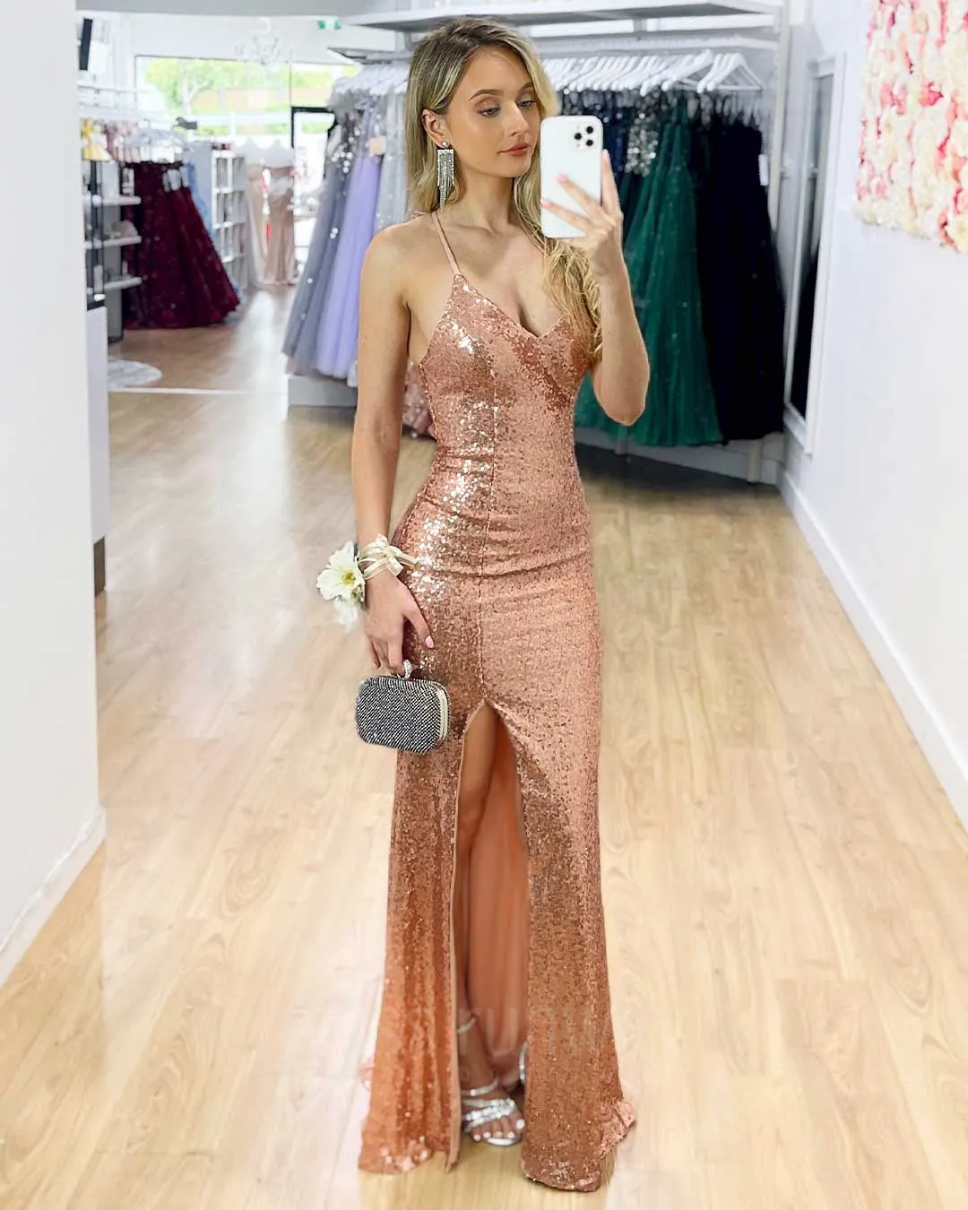 India Sequin Gown - Rose Gold [HIRE]