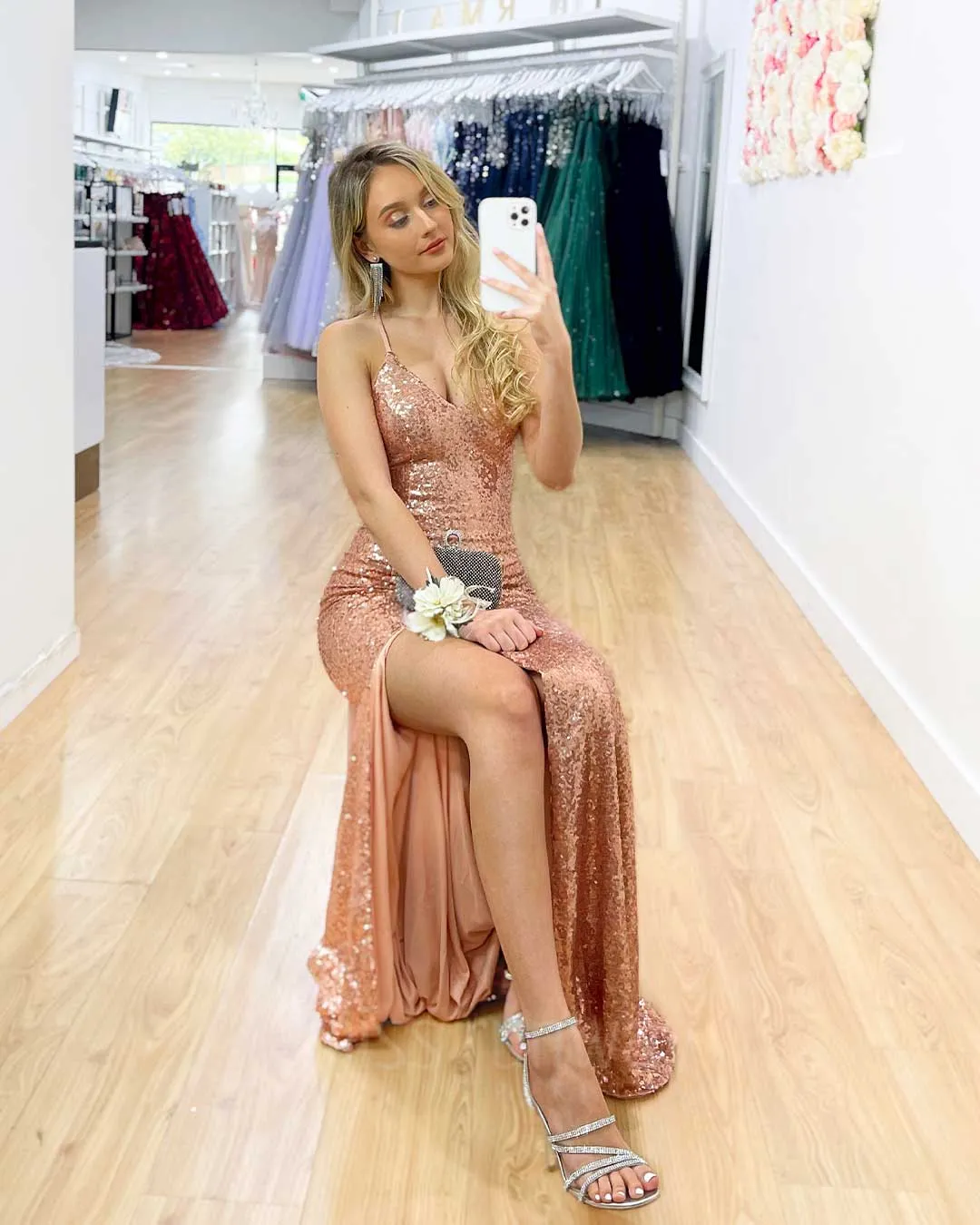 India Sequin Gown - Rose Gold [HIRE]