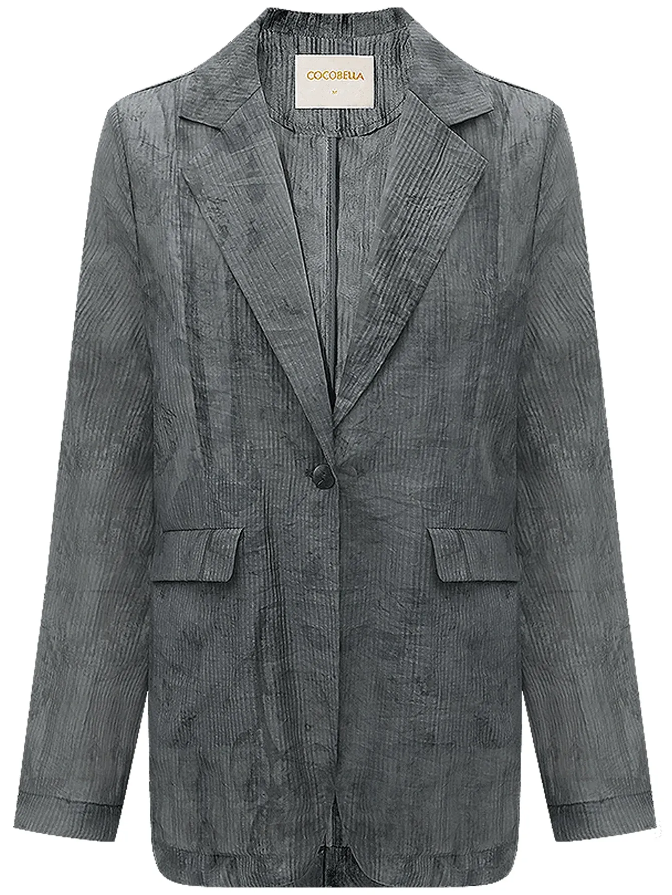 Ink-Washed Draped Striped Blazer
