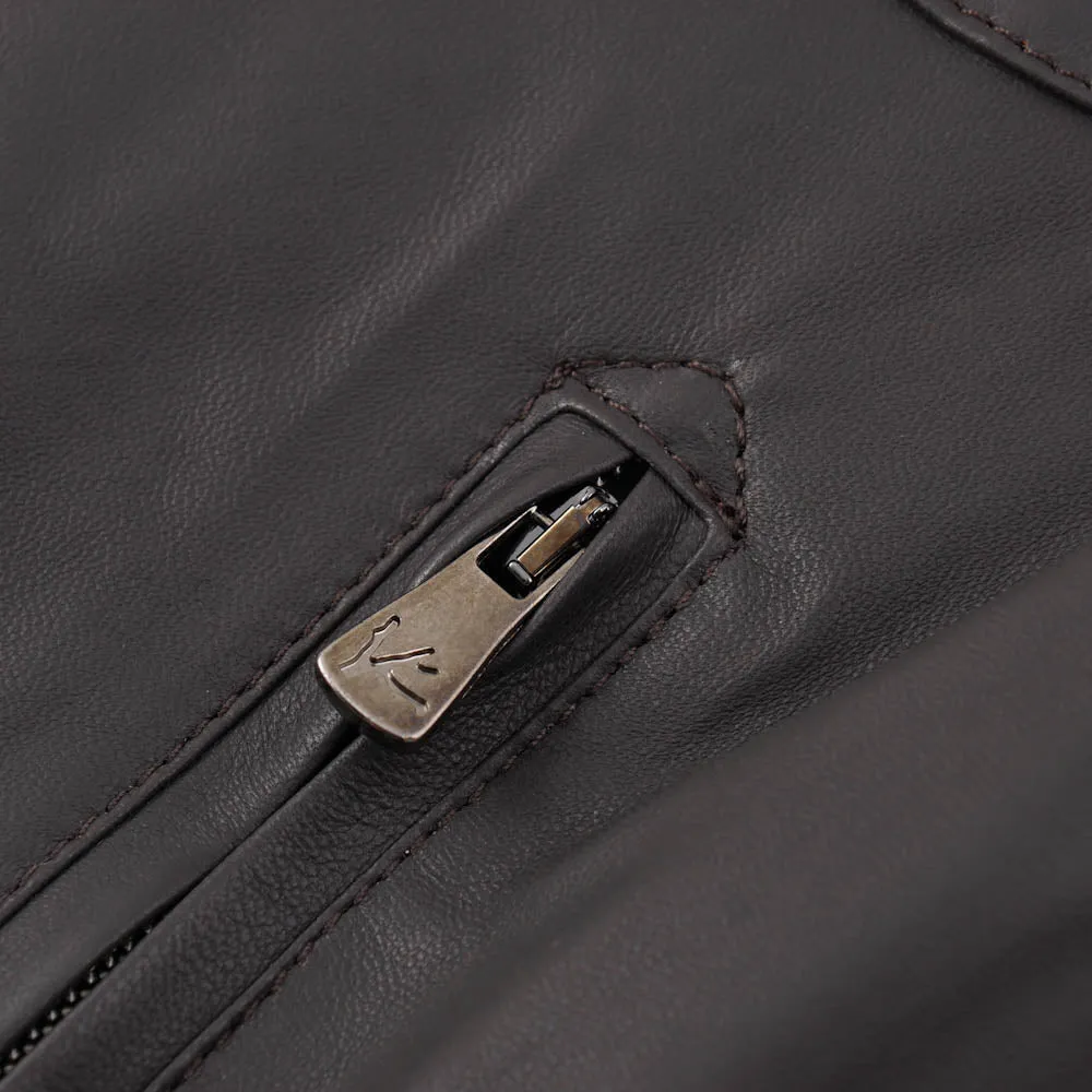 Isaia Flight Jacket in Dark Gray Leather