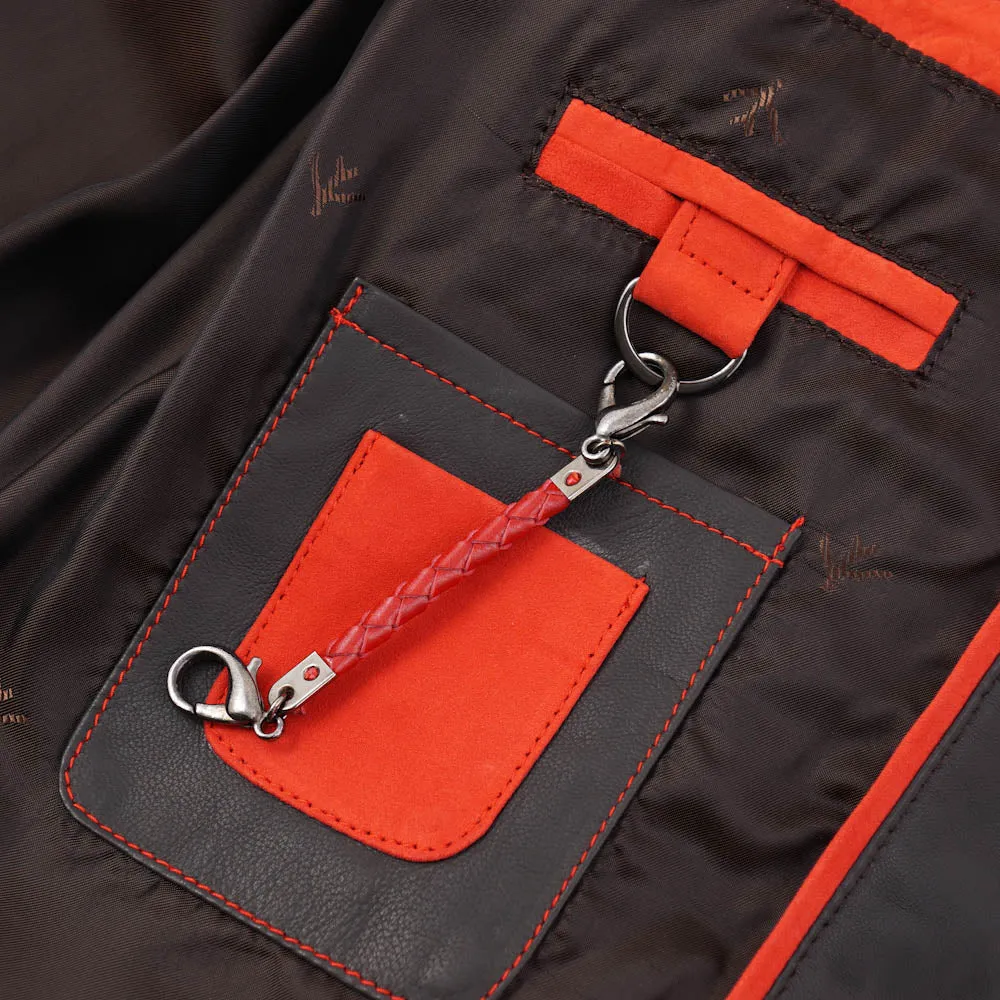Isaia Flight Jacket in Dark Gray Leather