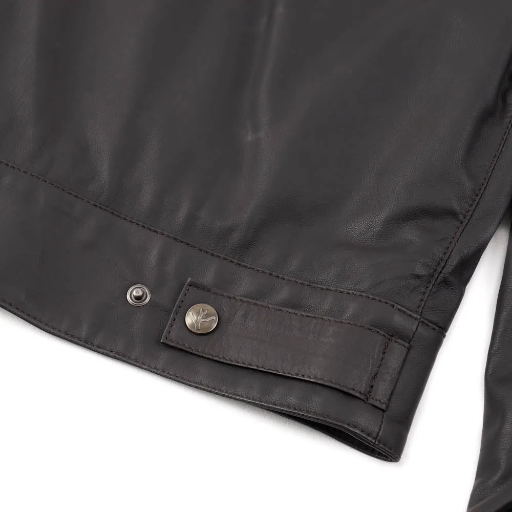 Isaia Flight Jacket in Dark Gray Leather