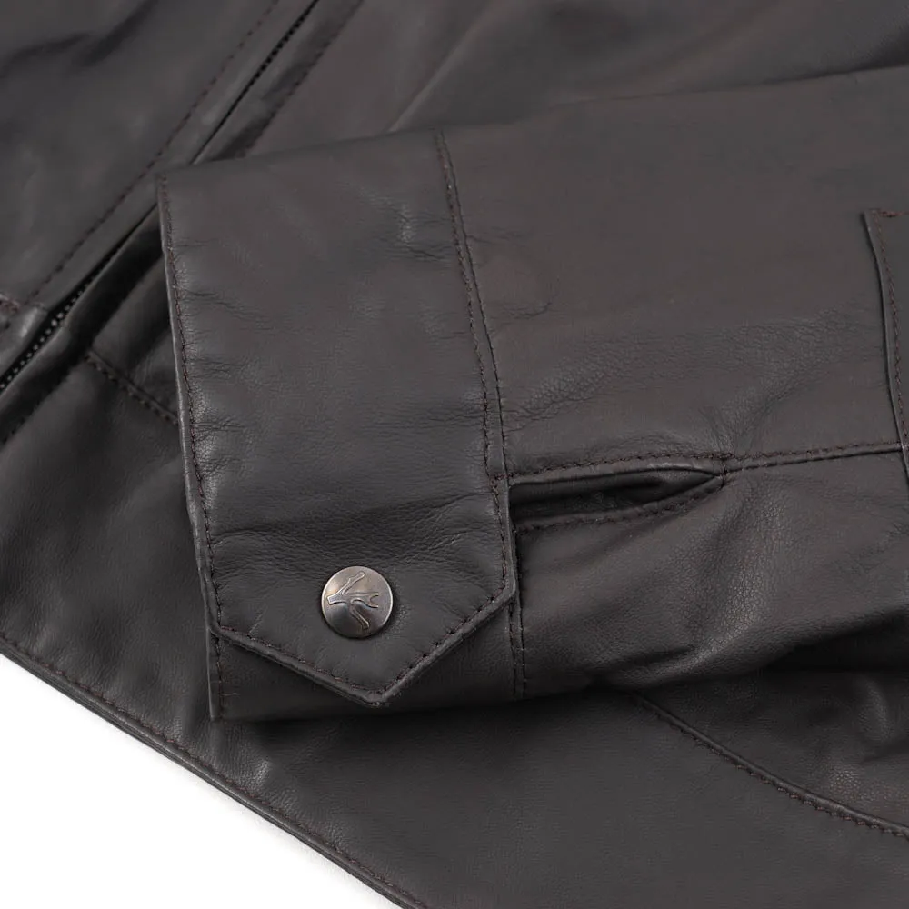 Isaia Flight Jacket in Dark Gray Leather