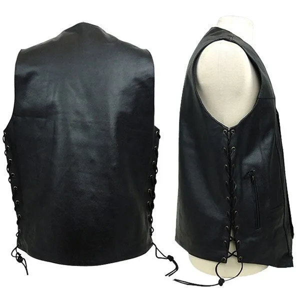 Jafrum MV106 Tall Size Men's Black Concealed Carry Ten Pocket Leather Vest