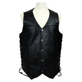 Jafrum MV106 Tall Size Men's Black Concealed Carry Ten Pocket Leather Vest