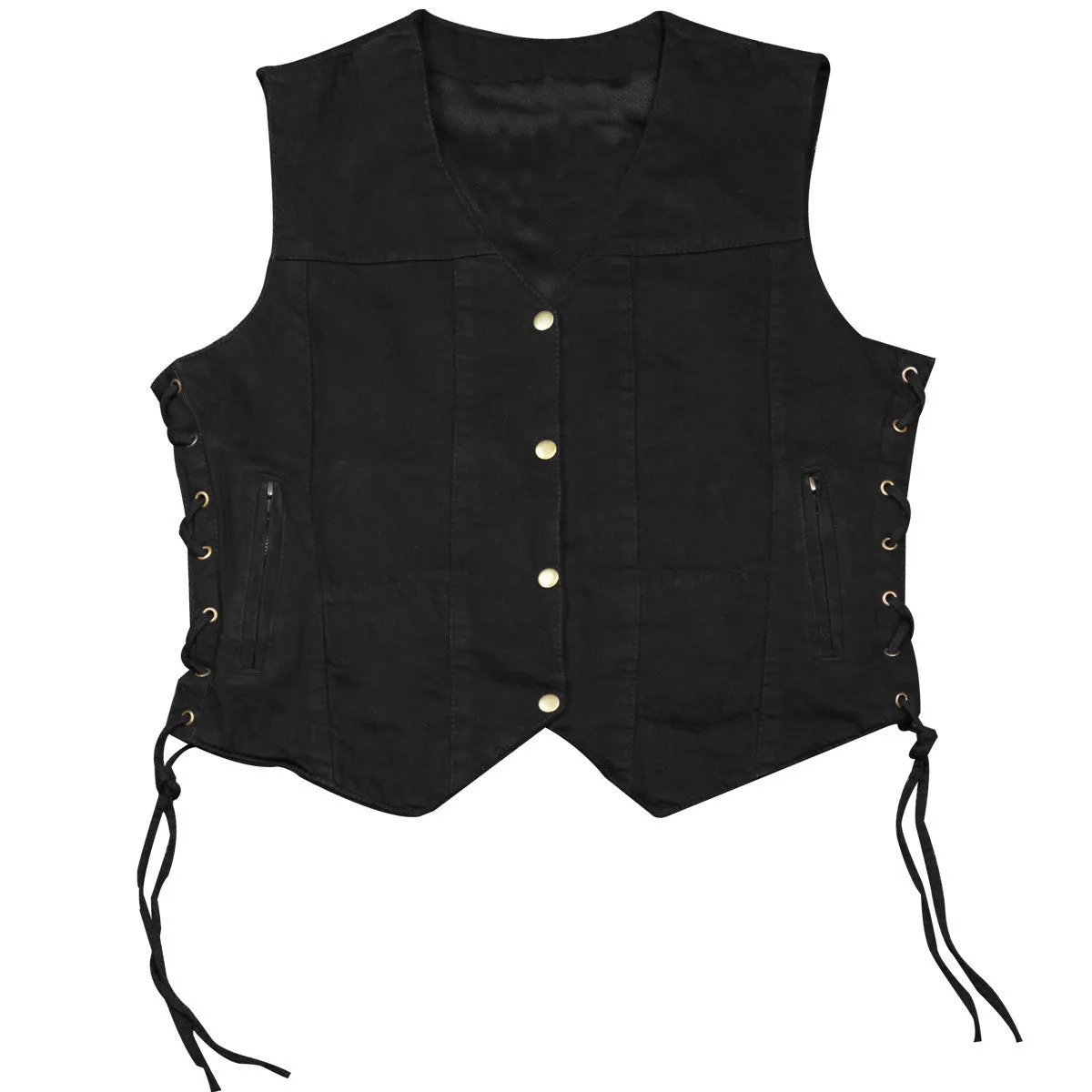 Jafrum Women's Black  Six Pocket Concealed Carry Denim Vest