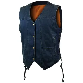 Jafrum Women's Black  Six Pocket Concealed Carry Denim Vest