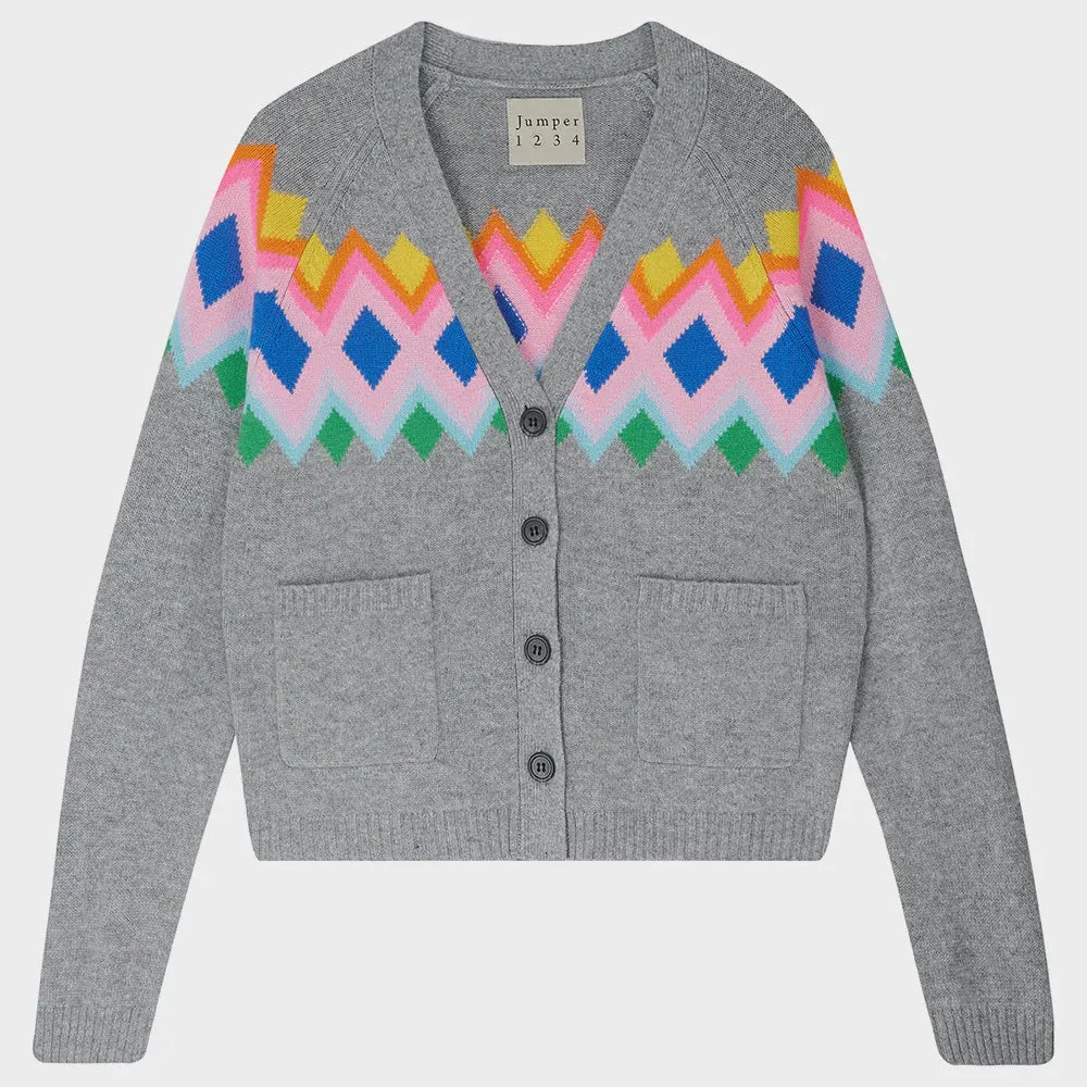 JU Bright Fairisle Cardi in Multi