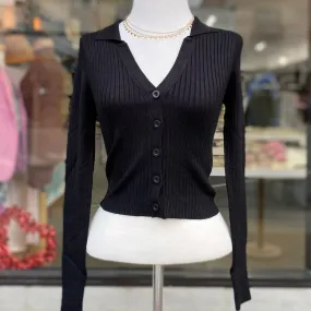 Katie Ribbed Knit Sweater Black
