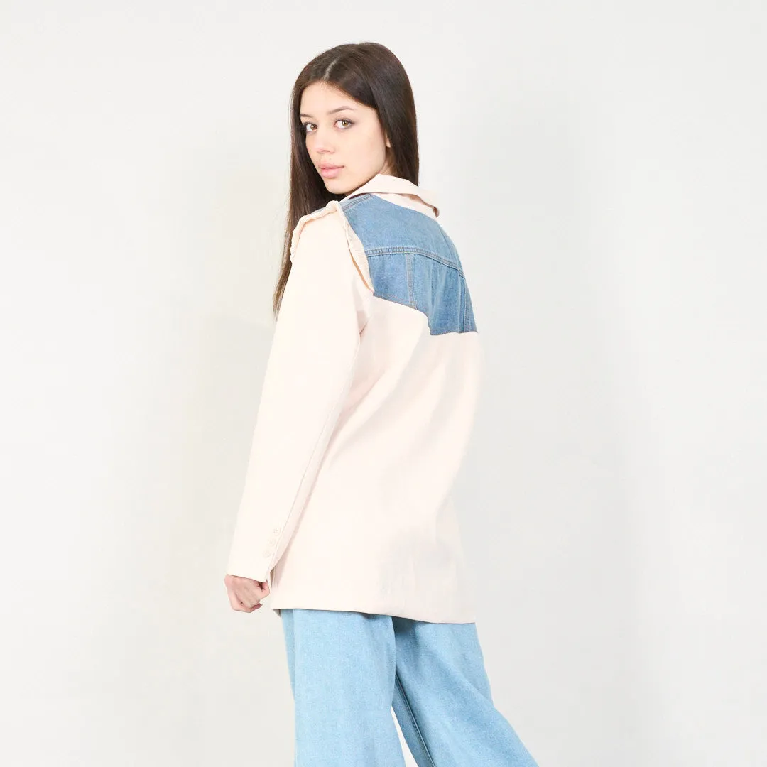 Lace and denim contrast blazer wholesale
