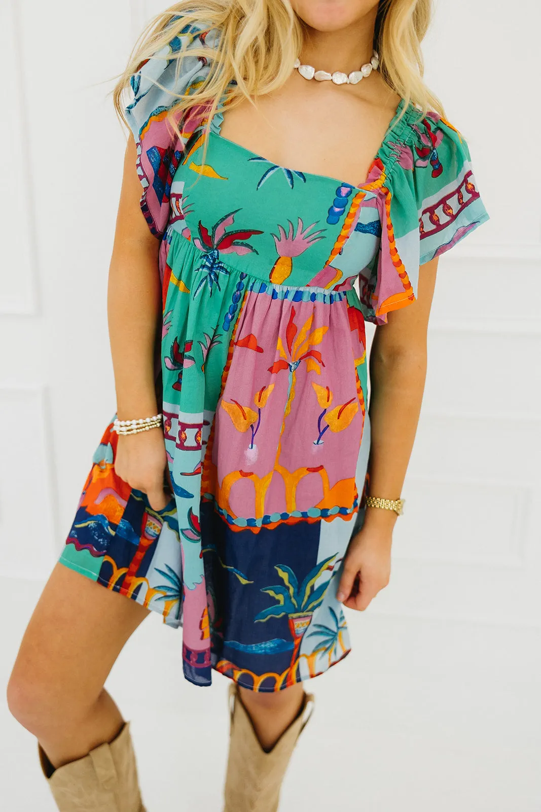 Lana Mini Dress - Blue/Multi