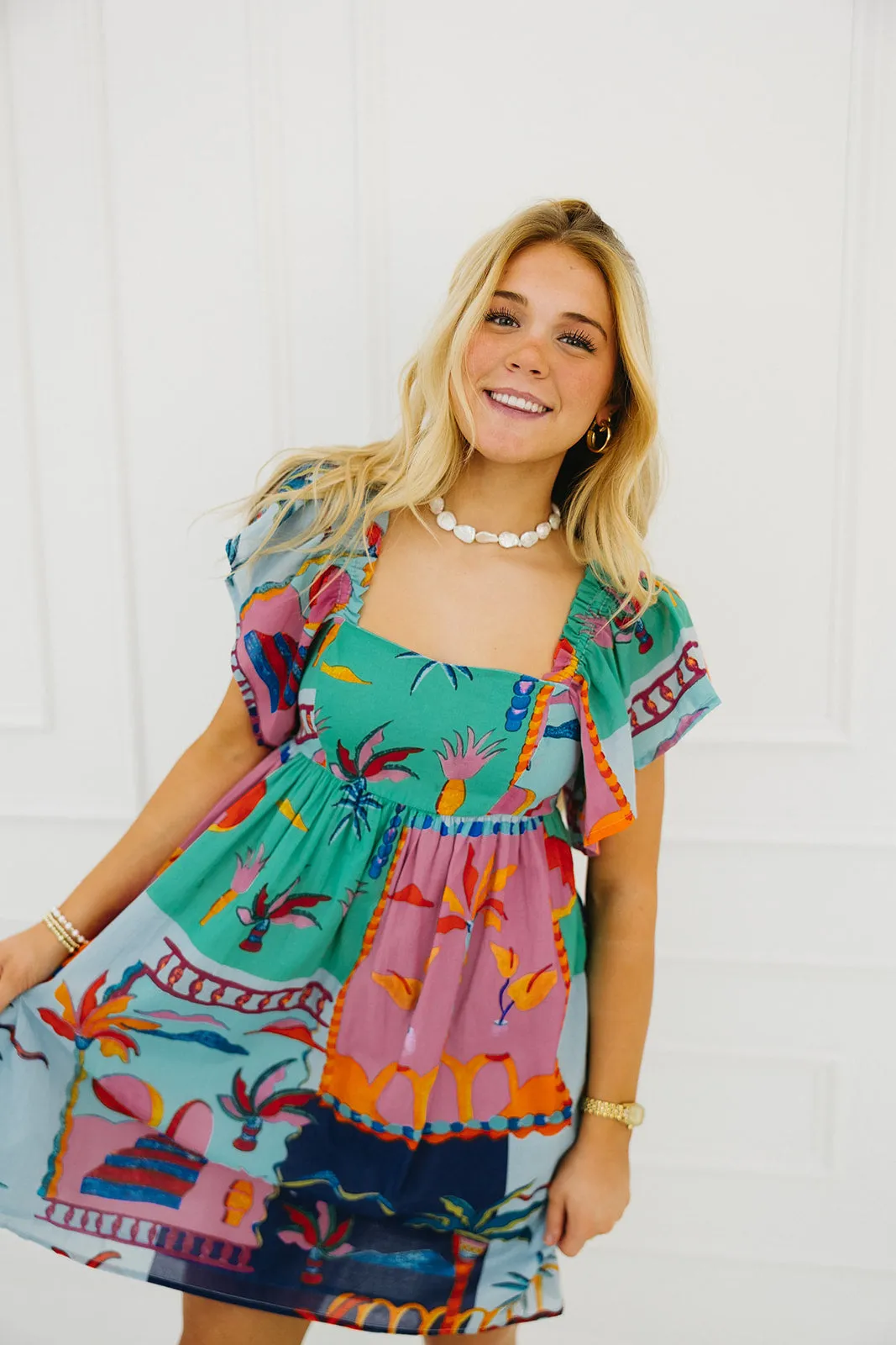Lana Mini Dress - Blue/Multi