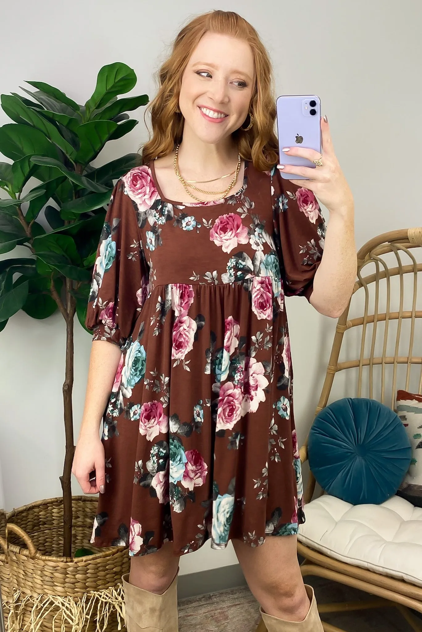 Laylie Empire Waist Floral Square Neck Dress - FINAL SALE