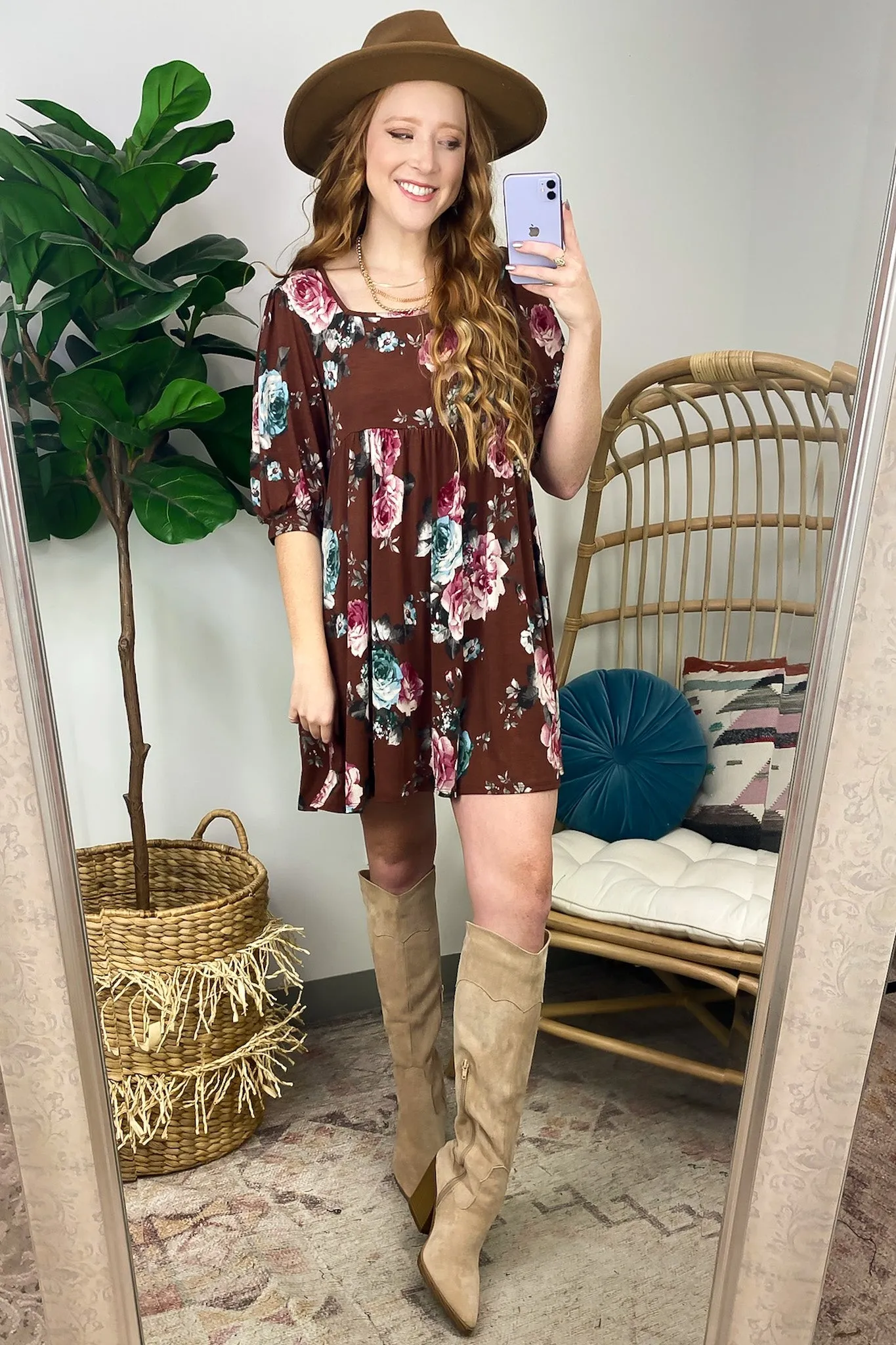 Laylie Empire Waist Floral Square Neck Dress - FINAL SALE