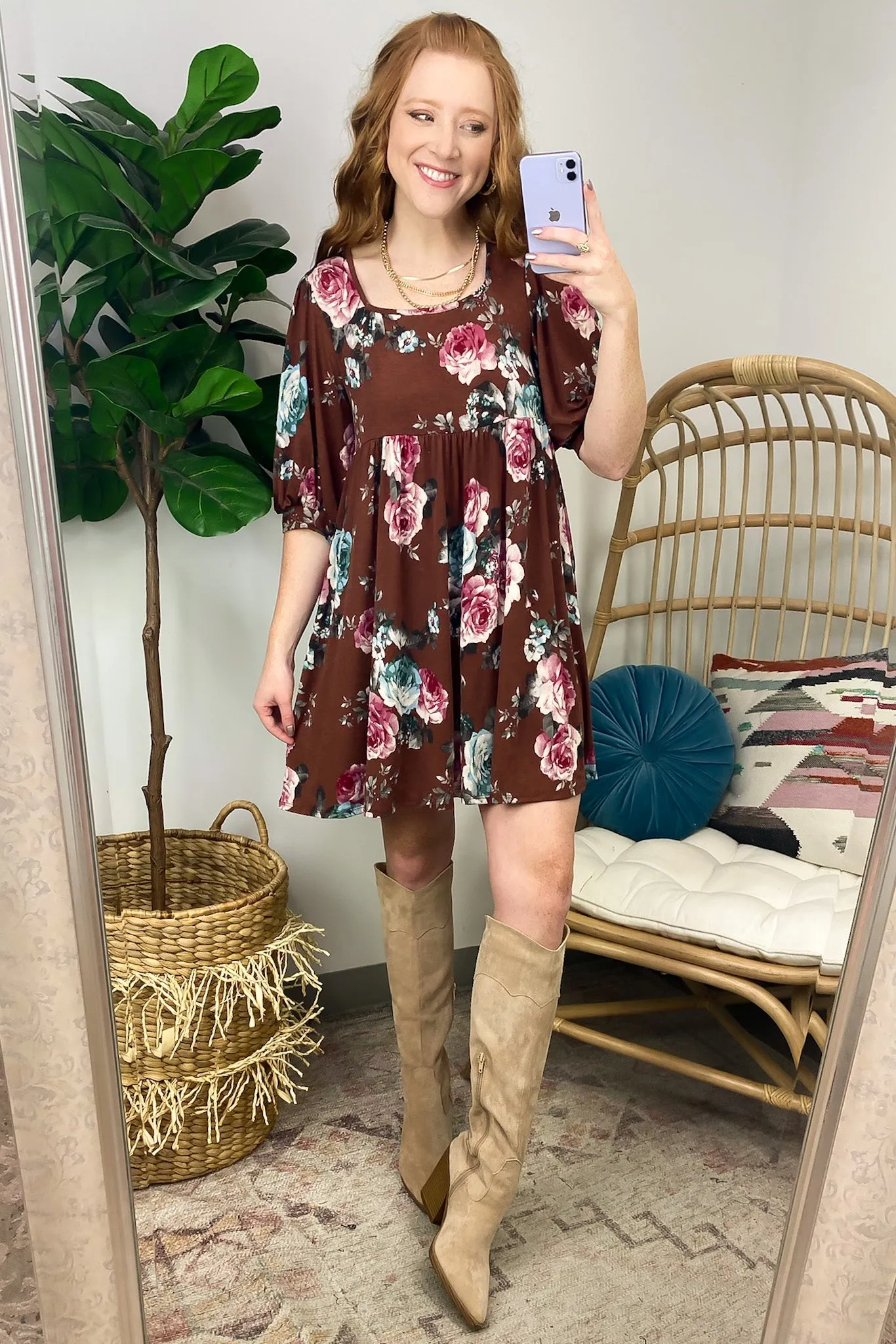 Laylie Empire Waist Floral Square Neck Dress - FINAL SALE
