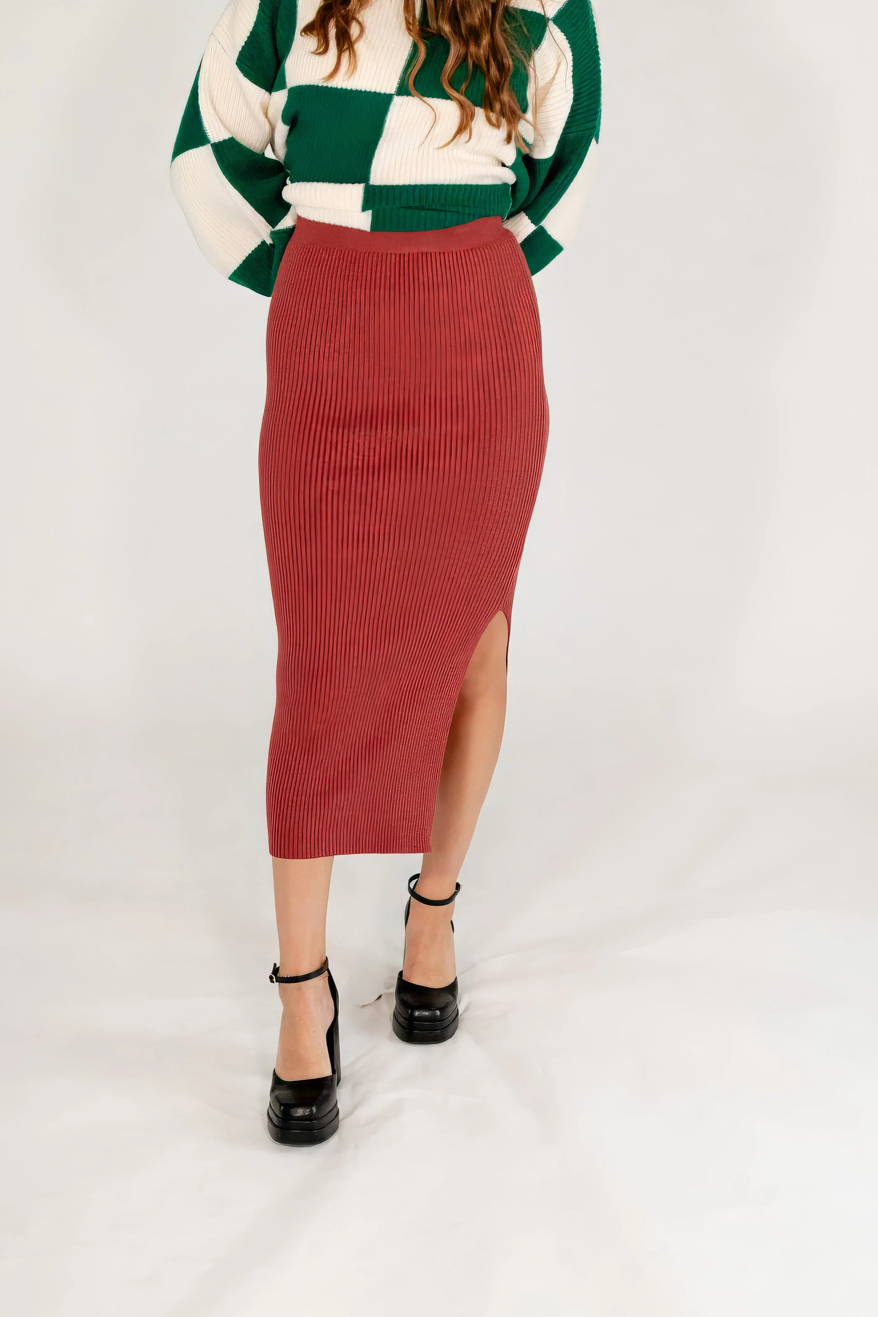 Lexy Ribbed Pencil Skirt