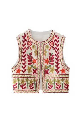 ‘Lily ’ Simple Embroidered Floral Vest Top