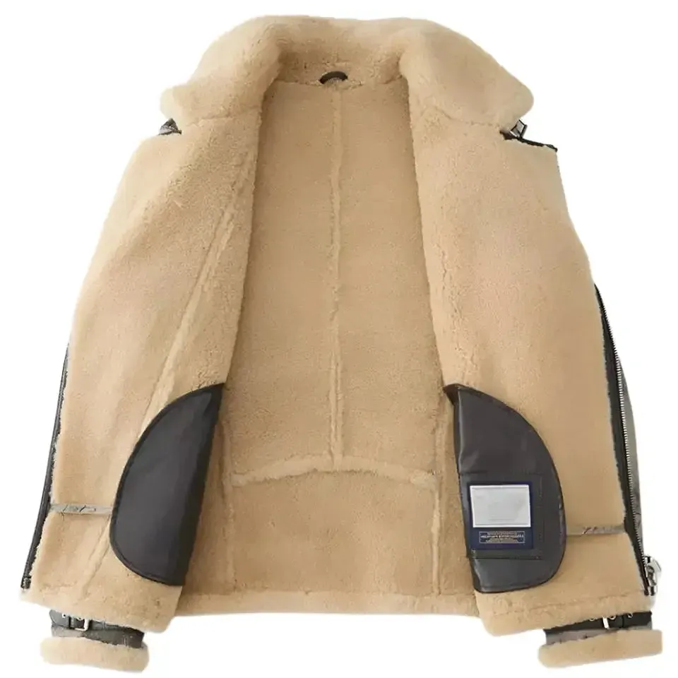 Men's New B3 Flight Aviator Shearling Coat Jacket - Warm & Stylish