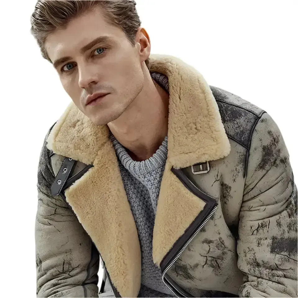 Men's New B3 Flight Aviator Shearling Coat Jacket - Warm & Stylish