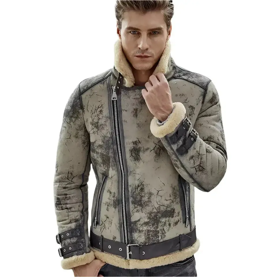 Men's New B3 Flight Aviator Shearling Coat Jacket - Warm & Stylish