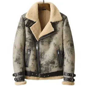 Men's New B3 Flight Aviator Shearling Coat Jacket - Warm & Stylish