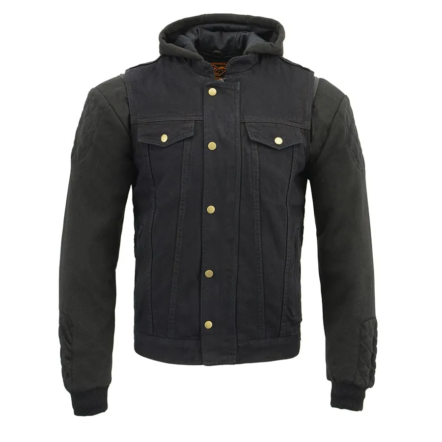 Mens Triple Option Club Style Vest with Fully Removable Hoodie Jacket