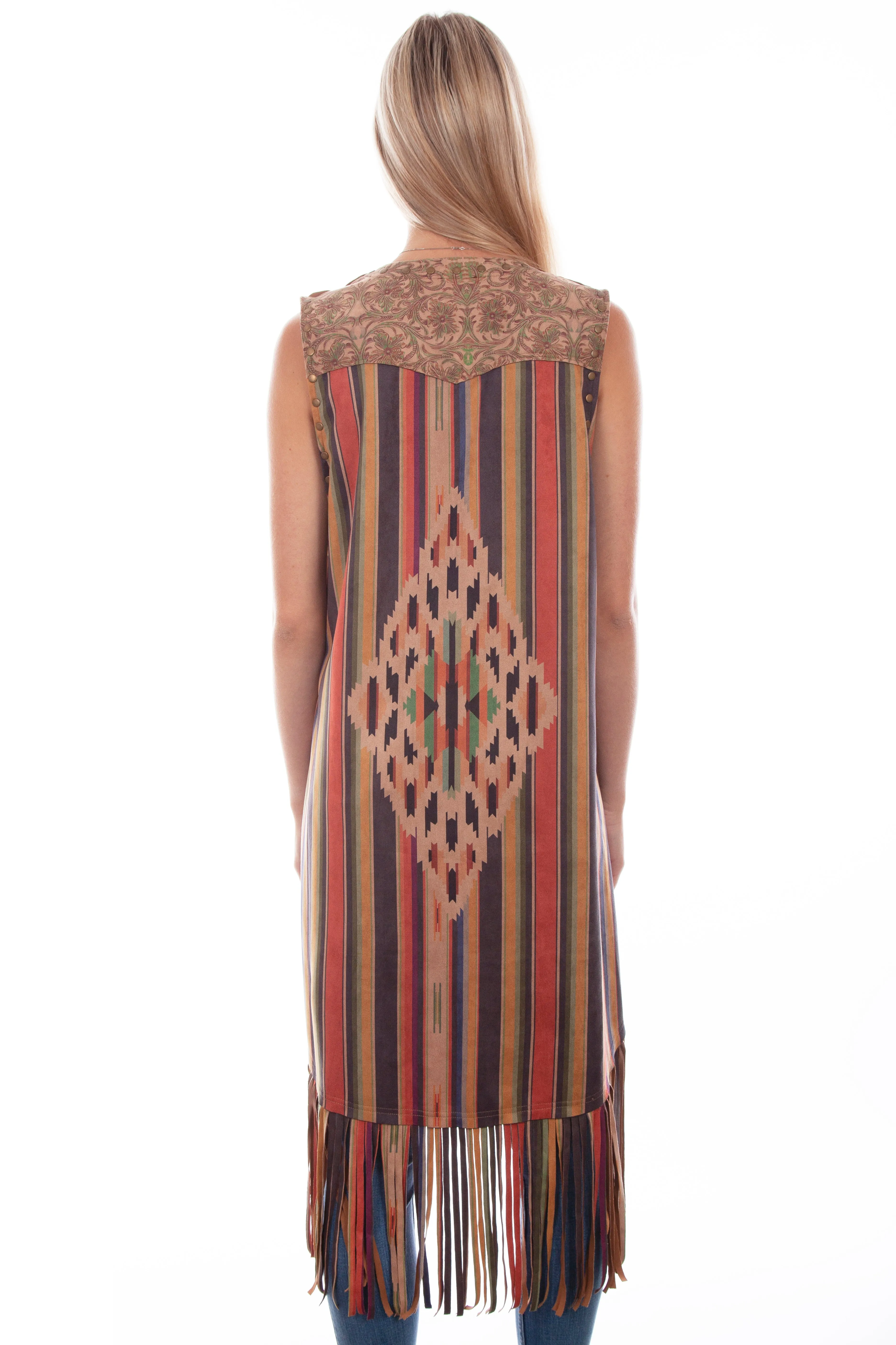 MICROFIBER LONG SERAPE PRINT VEST