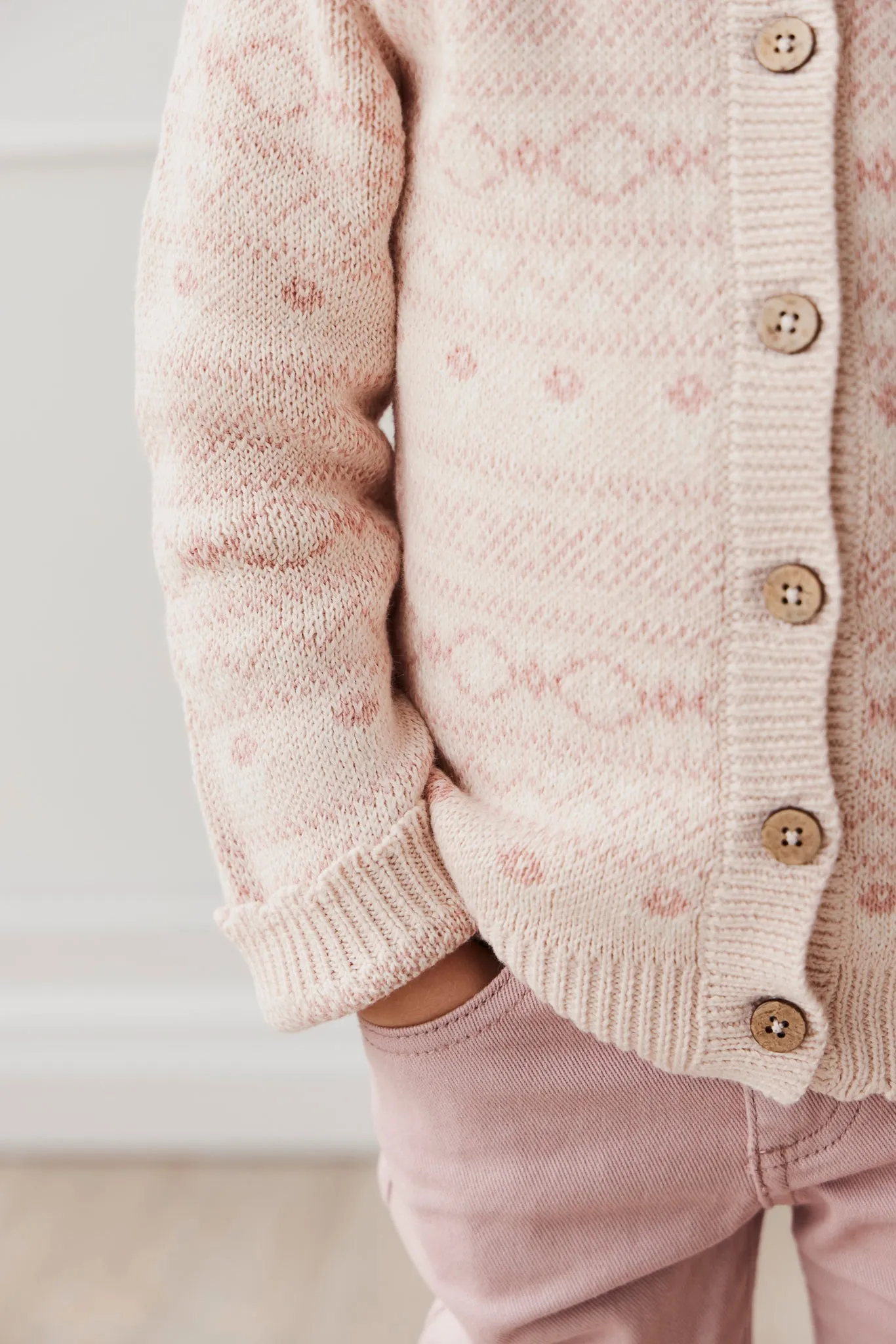 Millie Cardigan - Millie Fairisle Whisper Pink