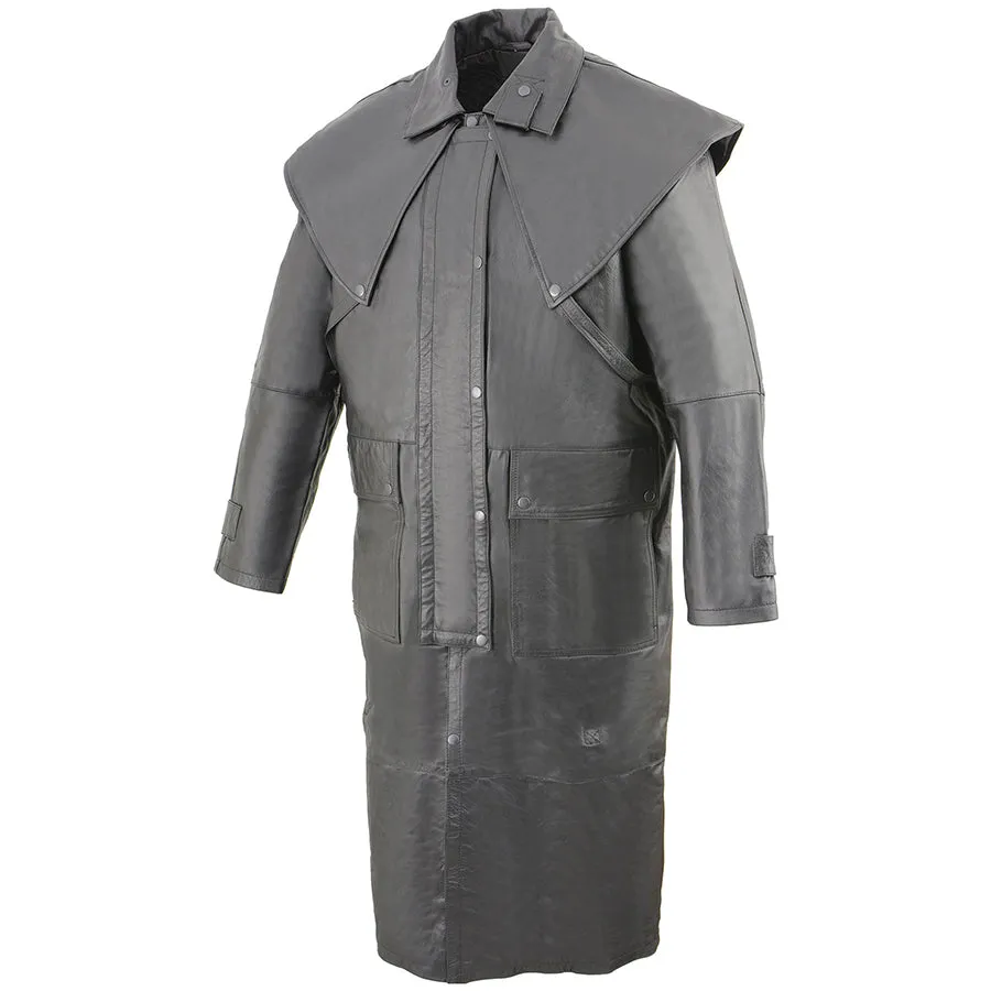 Milwaukee Leather Men’s Full Length Leather Duster w/ Removable Cape & Leg Straps