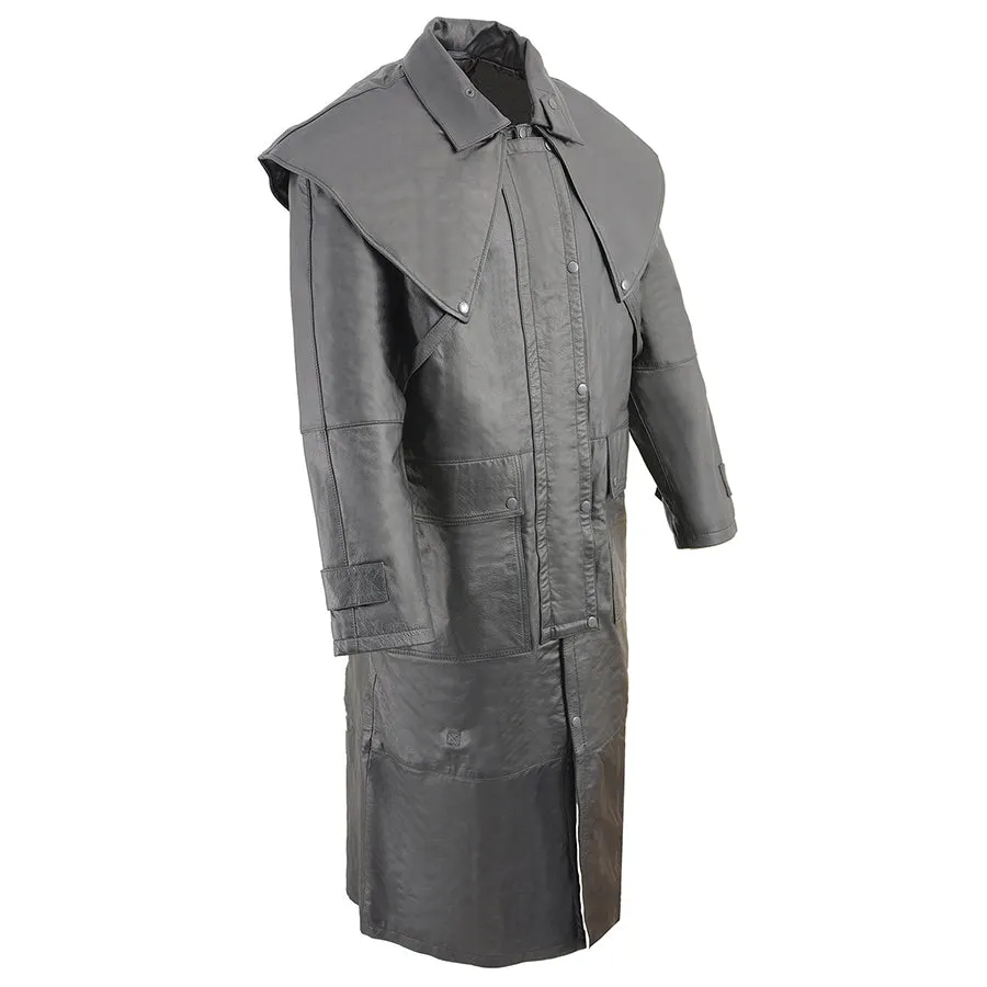 Milwaukee Leather Men’s Full Length Leather Duster w/ Removable Cape & Leg Straps