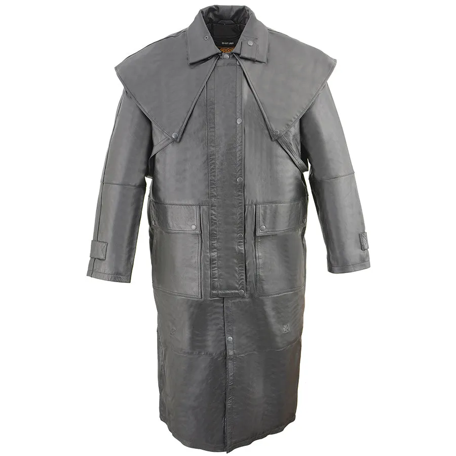 Milwaukee Leather Men’s Full Length Leather Duster w/ Removable Cape & Leg Straps