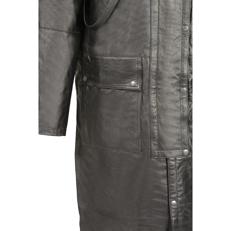 Milwaukee Leather Men’s Full Length Leather Duster w/ Removable Cape & Leg Straps