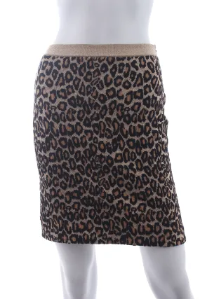 Miu Miu Leopard Metallic Wool-Stretch Mini Skirt