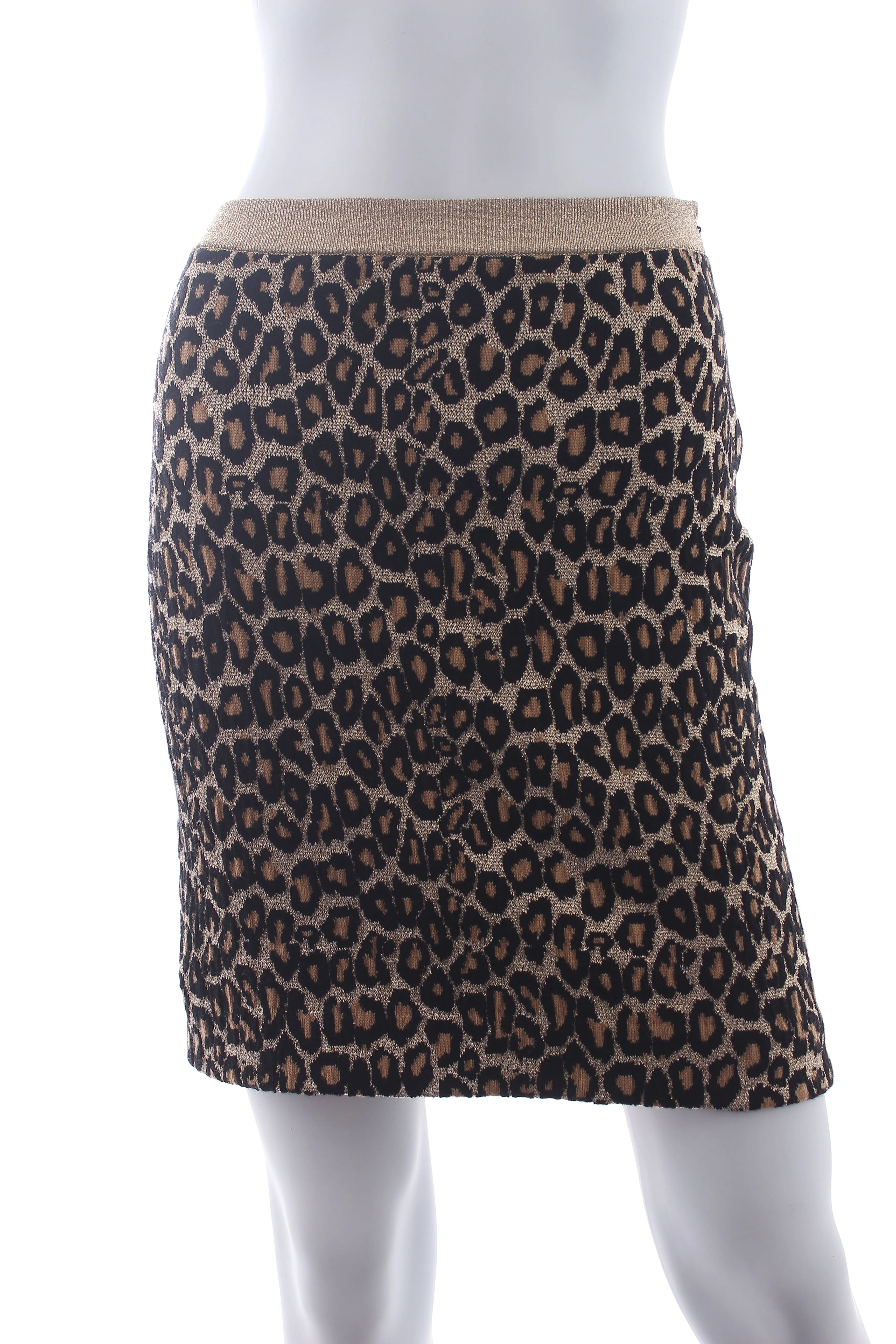 Miu Miu Leopard Metallic Wool-Stretch Mini Skirt