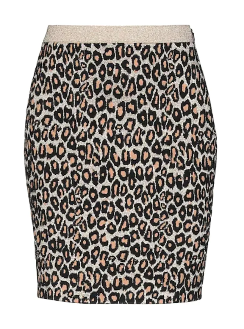 Miu Miu Leopard Metallic Wool-Stretch Mini Skirt