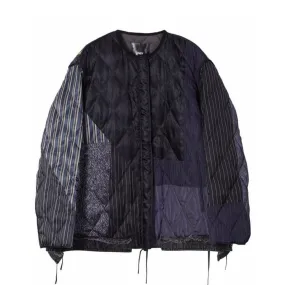 Mixed Media Down Bomber Jacket - Shadow