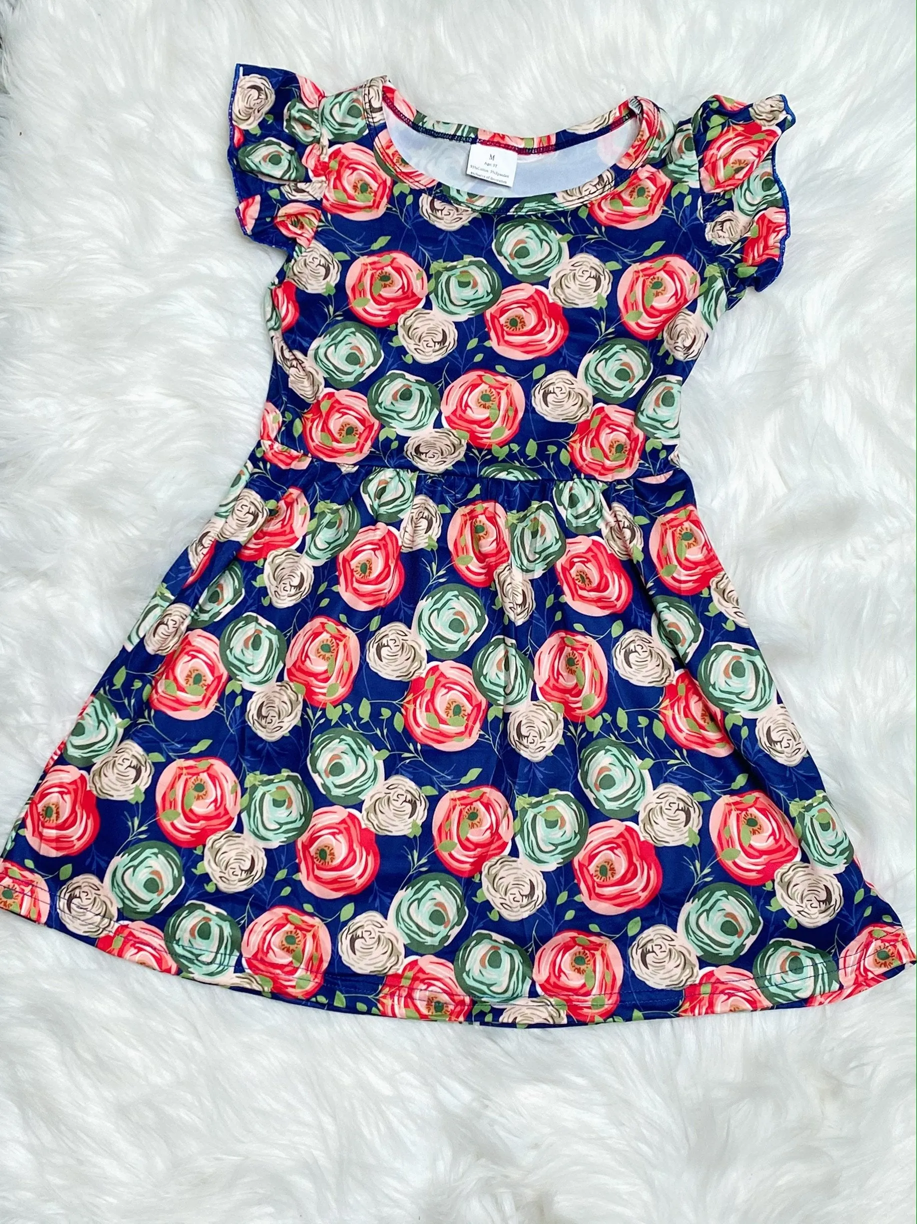 Navy Floral Pearl Dress