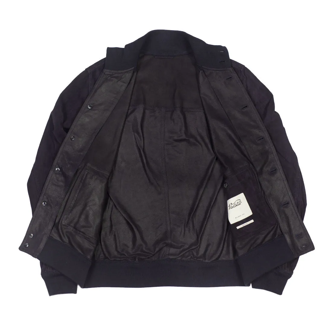 Navy suede Valstarino bomber jacket, unlined