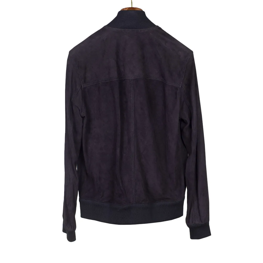 Navy suede Valstarino bomber jacket, unlined