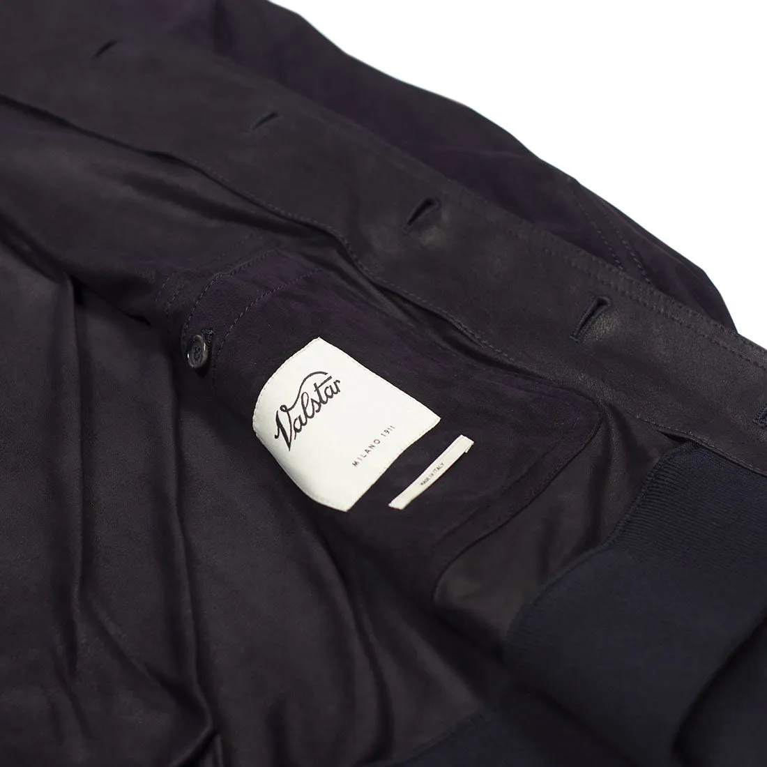 Navy suede Valstarino bomber jacket, unlined