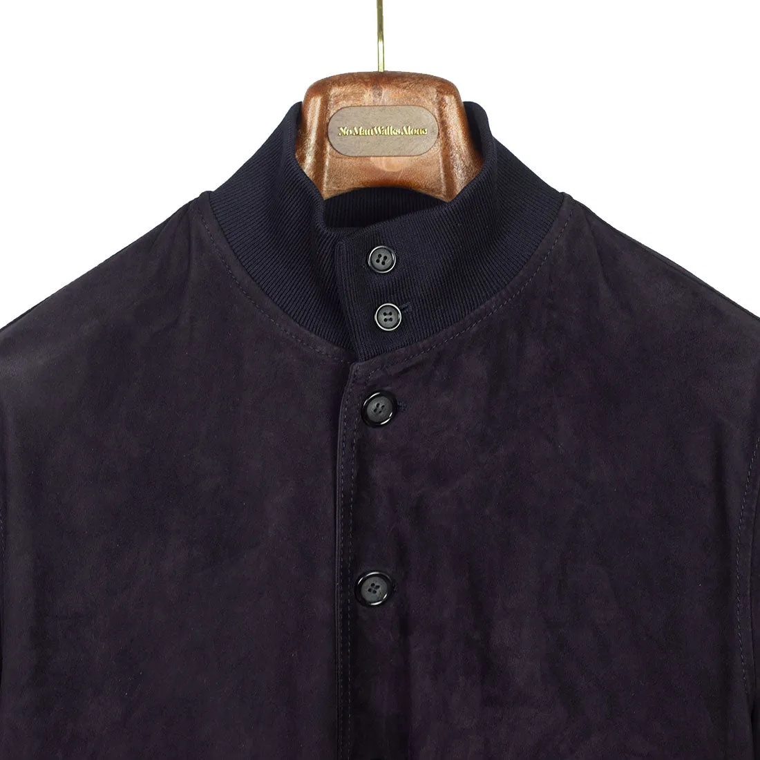 Navy suede Valstarino bomber jacket, unlined