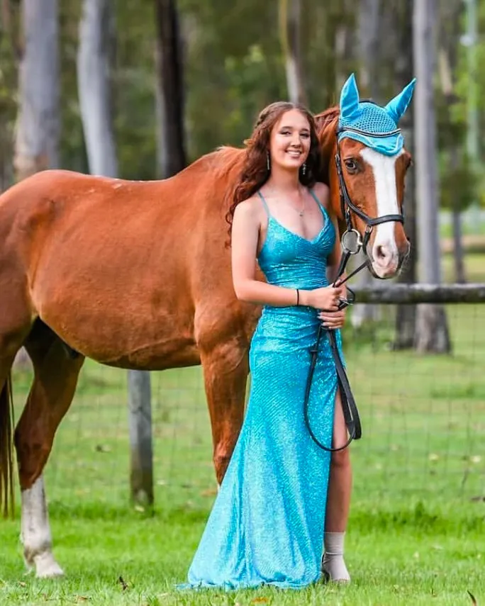 Neveda Sequin Gown - Aqua
