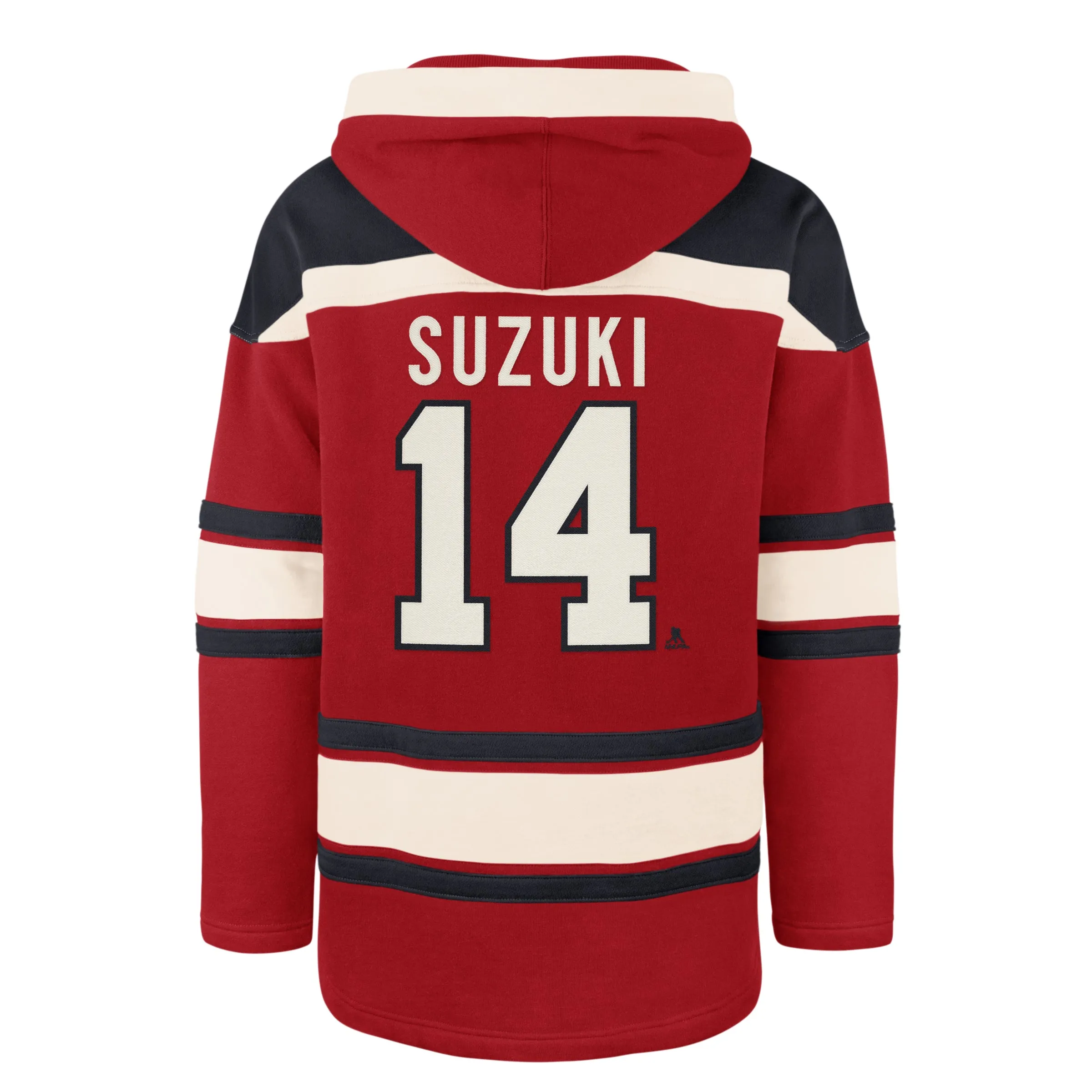 Nick Suzuki Montreal Canadiens NHL 47 Brand Men's Red Heavyweight Lacer Hoodie