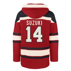 Nick Suzuki Montreal Canadiens NHL 47 Brand Men's Red Heavyweight Lacer Hoodie