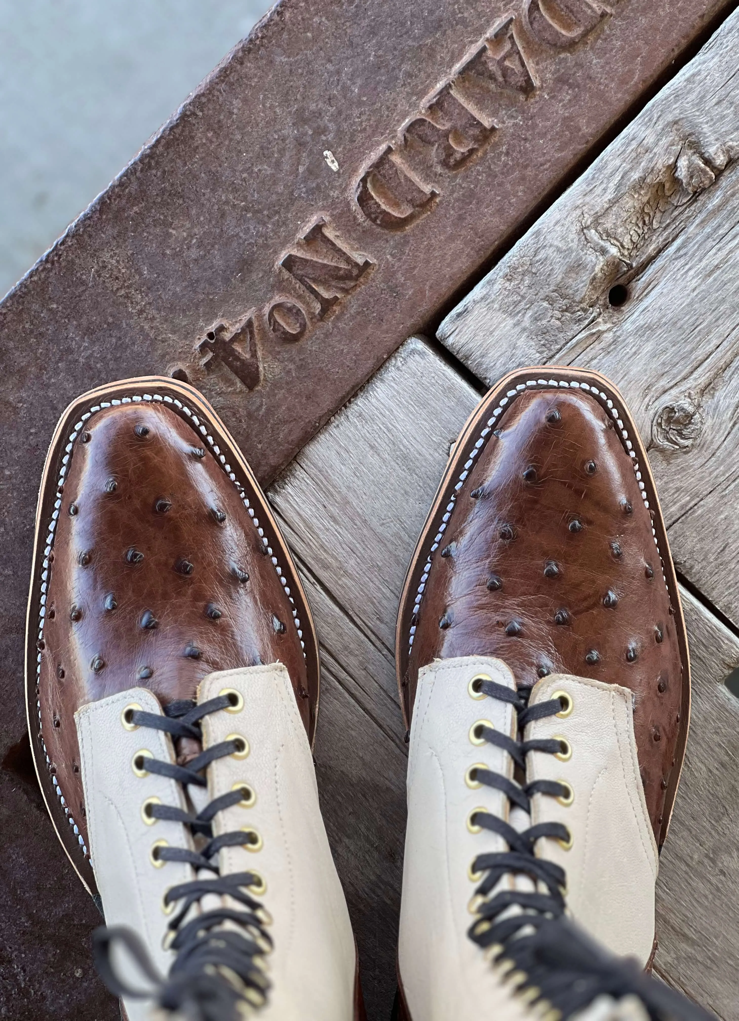 Olathe Boot Co.  | Cafe Americano Ostrich Lacer Boot