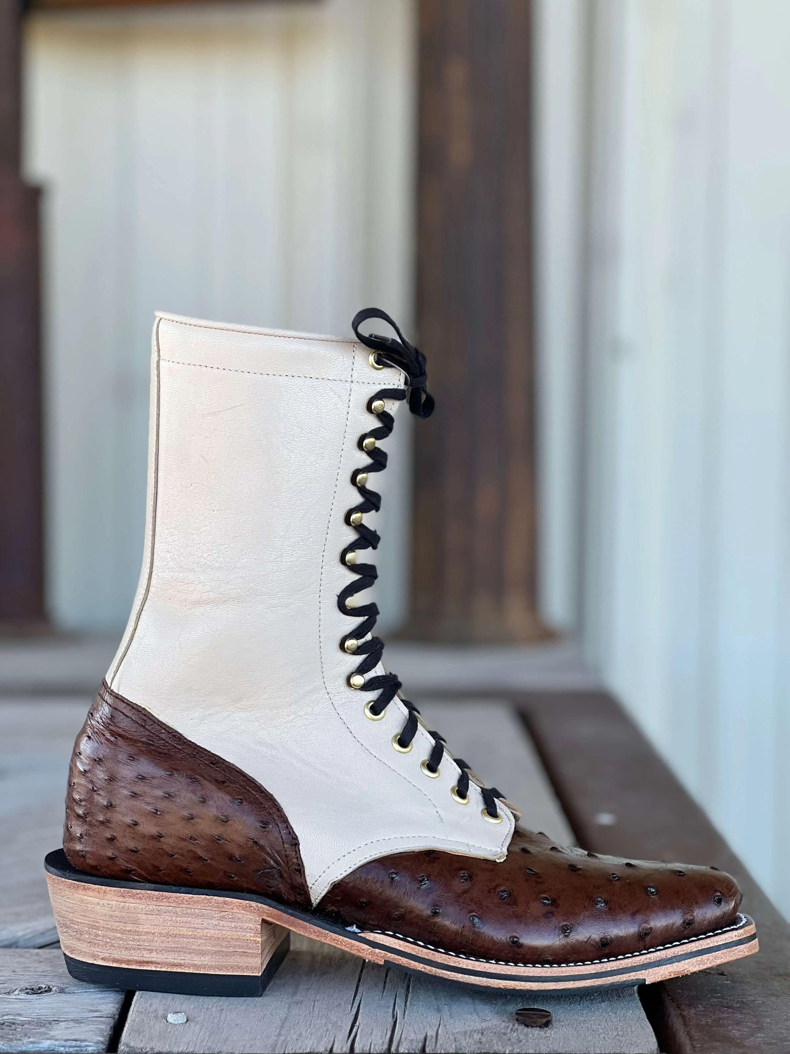 Olathe Boot Co.  | Cafe Americano Ostrich Lacer Boot